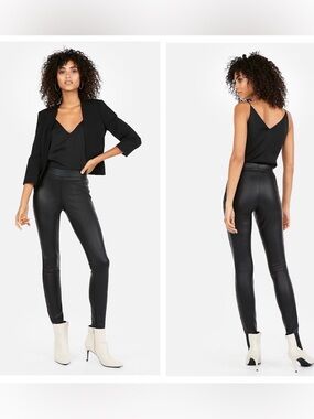 Express Black Matte Faux Leather Midrise Leggings Size XS